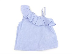 Kids ONLY cloud dancer/clear sky stribet one-shoulder top